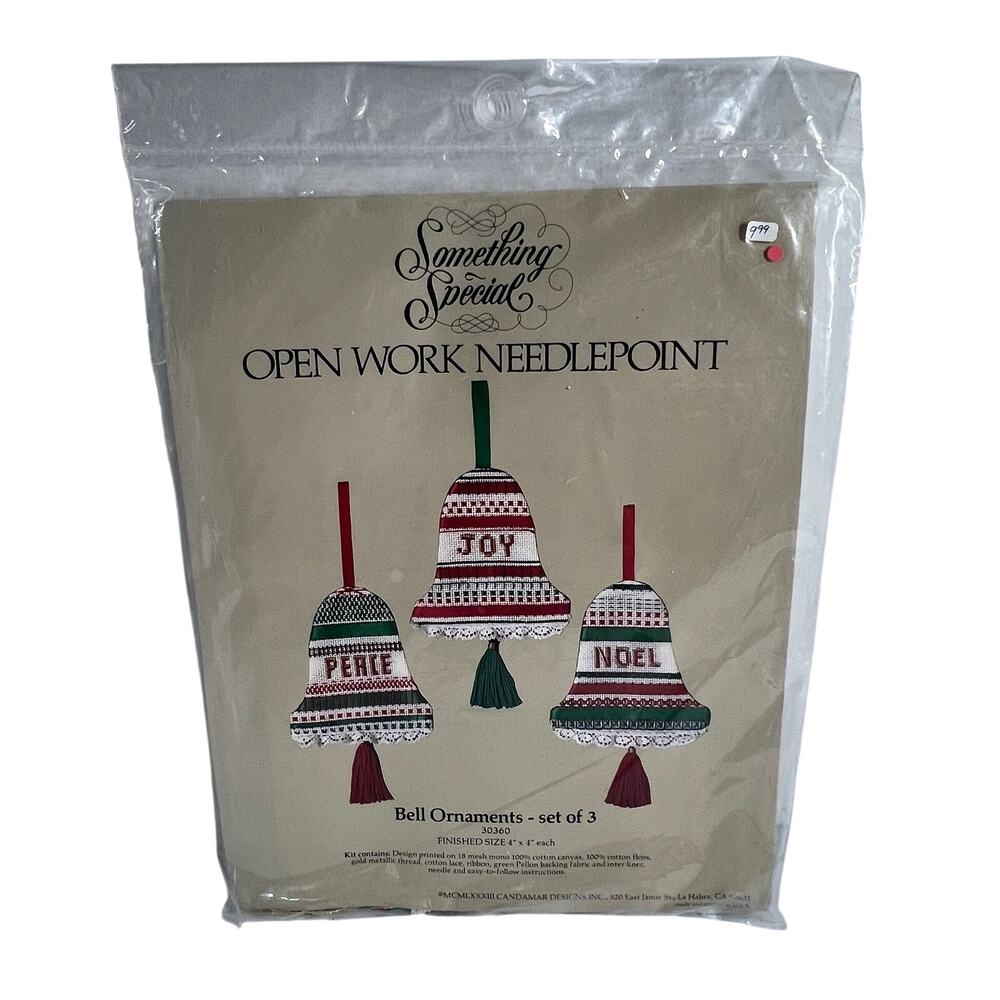 SOMETHING SPECIAL Bell Ornament Needlepoint Kit 30360 Set of 3 Vintage 1983